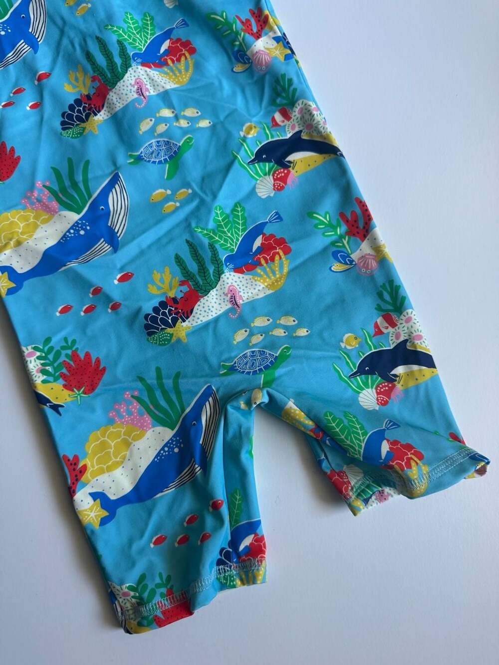Baby Boden Blue Sea Life Print Zip-Up Swimsuit 6-9M - Picture 3 of 4